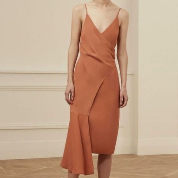 Keepsake The Label Terracotta Wrap Midi Dress, Sise Small - Picture 2 of 6